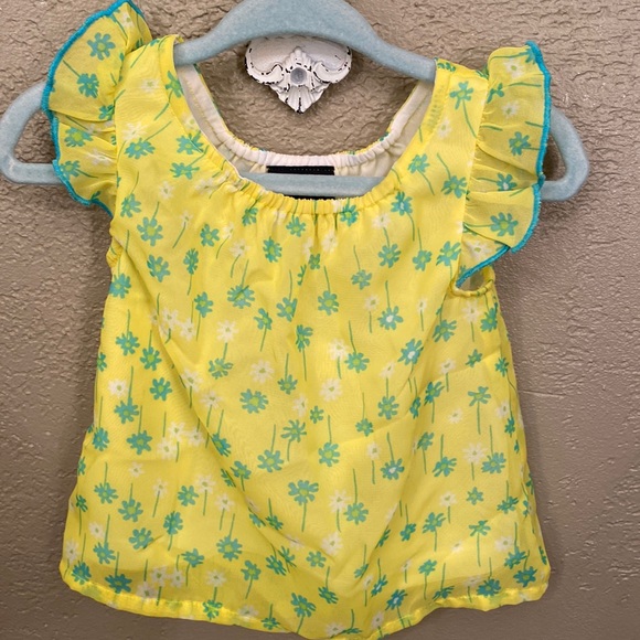 Faded Glory yellow dress with blue flowers - Picture 1 of 3